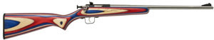 Crickett Single Shot Bolt Action Rifle 253SS, 22 Long Rifle, 16.125 in, Red, White & Blue Laminate W/Pistol Grip Stock, Stainless Steel Finish