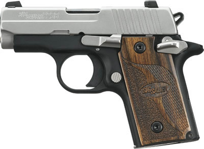 Sig P238 Pistol 238380SAS, 380 ACP, Pistol 2.7 in, Wood Grip, Two-Tone Finish, Night Sights, 6 Rd