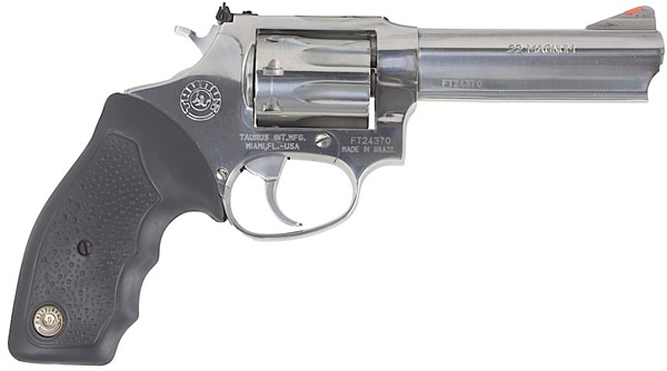 Taurus 94 Revolver 2941049PSS, 22 Win Magnum, 4 in, Black Synthetic Grip, Polished Stainless Finish, 8 Rd