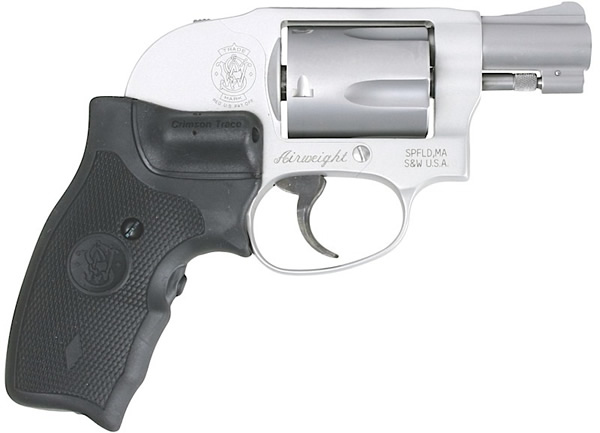 S&W 638 Airweight Revolver 163071, 38 Special, 1 7/8 in, Crimson Trace Grip, Matte Silver Finish, 5Rd