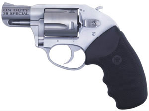 Charter On Duty Pistol 53810, 38 Special+P, 2 in, Black Rubber Grip, Stainless Steel Finish, Fixed Sights, 5 Rd