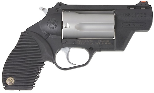 Taurus 45/410 Judge Public Defender Revolver 2441029TCPLY, 410/45 Long Colt, 2 in, Ribber Grip Overlay Grip, Stainless Finish, 5 Rd