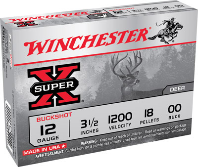 Winchester Super X Buckshot XB12300VP, 12 Gauge, 3", 1210 fps, #00 Buck, 15 Rd/bx
