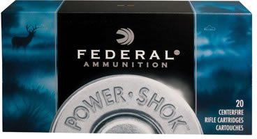 Federal Premium Power Shok Rifle Ammunition 223A, 223 Remington, Soft Point (SP), 55 GR, 3240 fps, 20 Rd/bx