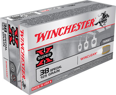 Winchester WinClean Handgun Ammunition WC381, 38 Special, Jacketed  Soft Point (SP), 125 GR, 775 fps, 50 Rd/bx