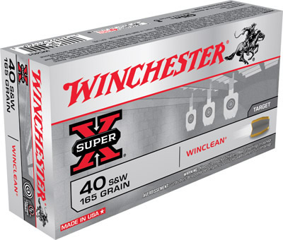 Winchester WinClean Handgun Ammunition WC401, 40 S&W, Brass Enclosed Base, 165 GR, 1130 fps, 50 Rd/bx