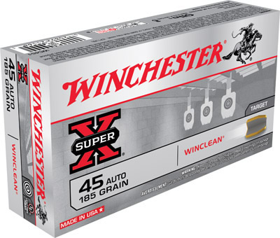 Winchester WinClean Handgun Ammunition WC451, 45 ACP, Brass Enclosed Base, 185 GR, 1000 fps, 50 Rd/bx
