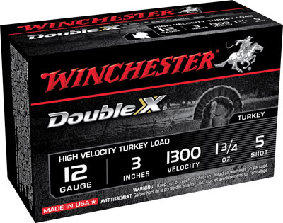 Winchester Supreme High Velocity Turkey Shotshells STH1235, 12 Gauge, 3", 1-3/4 oz, 1300 fps, #5 Copper Pltd Lead Shot, 10 Rd/bx