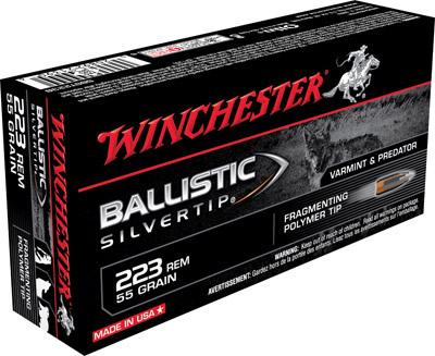 Winchester Supreme Rifle Ammunition SBST223B, 223 Remington, Ballistic Silvertip, 55 GR, 3240 fps, 20 Rd/bx