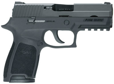 Sig P250 Pistol 250C9B, 9mm, 3.9 in, Black Synthetic Grip, Black Finish, Contrast Sights, 15 Rd