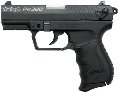 Walther PK380 Pistol WAN40001, .380 Auto, 3.66 inches, Synthetic Grip, Black Finish, 3 Dot Steel, Drift-Adjustable Rear Windage Sights, 8 Rd