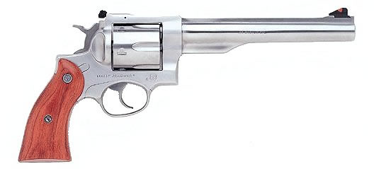 Ruger Redhawk Double-Action Revolver 5001, 44 Remington Mag, 7 1/2 in, Hardwood Grip, Stainless Steel Finish, 6 Rd