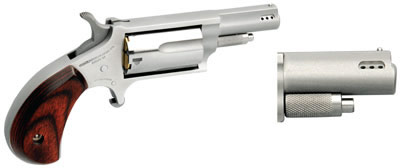 North American 22 Magnum Mini-Revolver Ported North American22MP, 22 Magnum (WMR), 1.63 in, Rosewood Grip, Stainless Finish, 5 Rd