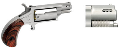North American 22 Magnum Mini-Revolver Ported North American22MSP, 22 Magnum (WMR), 1.12 in, Rosewood Grip, Stainless Finish, 5 Rd