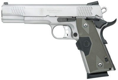 Smith & Wesson 1911 eSeries Pistol 108495, 45 ACP, 5 in, Crimson Trace Laser Grip, Stainless Finish, 8 Rd