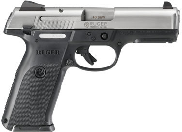 Ruger SR40 Pistol 3472, 40 S&W, 4.14 in, Black Synthetic Grip, Stainless Slide/Black Frame Finish, 10 Rd