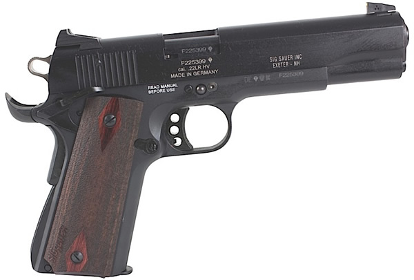 Sig 1911-22 Pistol 191122B, 22 Long Rifle, 5 in, Wood Grip, Black Finish, Contrast Sights, 10 Rd