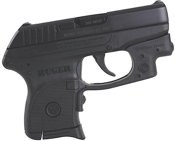 Ruger LCP Lightweight Compact Pistol w/CT Laserguard 3713, 380 ACP, 2.75 in, Black Polymer Grip, Blued Finish, 6 Rd