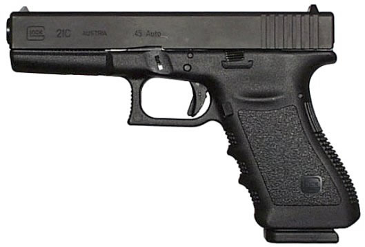 Glock 21 Standard Pistol w/Compensator PI2159201, 45 ACP, 4.60 in, Polymer Grip, Black Finish, Fixed Sights, 10 Rd