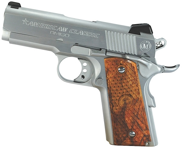 American Classic Amigo Pistol ACA45C, 45 ACP, 3.5 in, Checkered Hardwood Grip, Hard Chrome Finish, 7 Rd