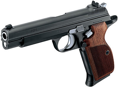 Sig P210 Legend Pistol 2109LEGEND, 9mm, 4.75 in, Wood Grip, Black Finish, Modern Square Sights, 8 Rd
