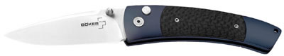 Boker Plus Elegance Titanium Blues Straight Point Folding Knife w/Plain Edge (01BO025)
