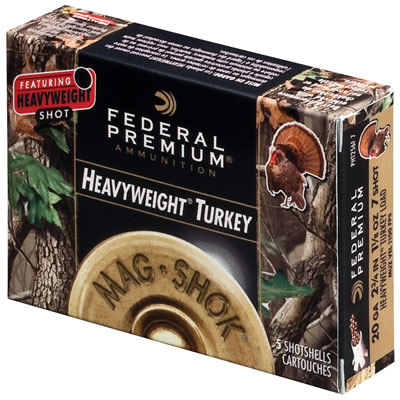 Federal Mag-Shok Turkey Shotshells PHT256F7, 20 Gauge, 2.75 in, 1-1/8 oz, 1100 fps, #7 Heavyweight Shot, 5 Rd/bx