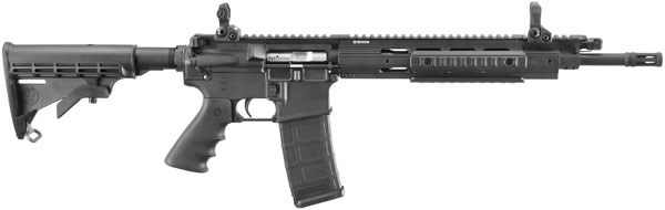Ruger SR556 Auto Loading AR-15 Rifle 5913, 5.56 Nato, 16.12 in, Black Synthetic Collapsible Stock, Black Finish, 30 Rd