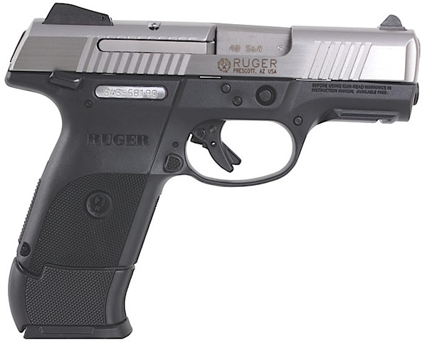 Ruger SR40C Compact Pistol 3476, 40 S&W, 3-1/2", Glass Filled Nylon Grip, Stainless Finish, 15 Rd