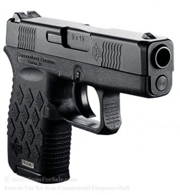 Diamondback DB9 9mm Pistol DB9NS, 9mm, 3 in, Black Rubber Grip, Black Finish, 6 Rd