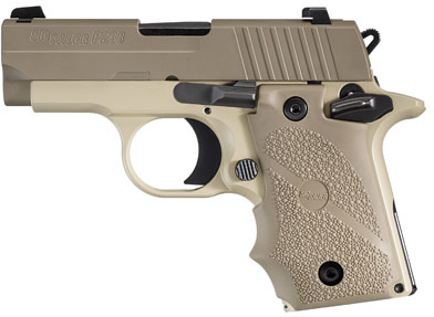 Sig P238 Desert Pistol 238380DES, 380 ACP, Pistol 2.7 in, Hogue Desert Grip, Light Tan Finish, Night Sights, 7 Rd