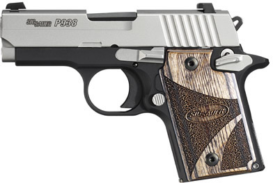 Sig P938 Pistol 9389BGAMBI, 9mm, 3 in, Blackwood Grip, Two-Tone Finish, Night Sights, 6 Rd
