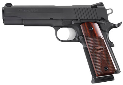 Sig 1911 (CA Approved) Pistol 191145BSSCA, 45 ACP, 5 in, Rosewood Grip, Black Finish, Novak Sights, 8 Rd