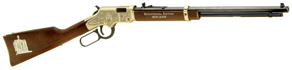 Henry Abraham Lincoln Bicenntenial Rifle H004AL, 22 Long Rifle, 20 in, Walnut Stock, Brass w/Blue Barrel