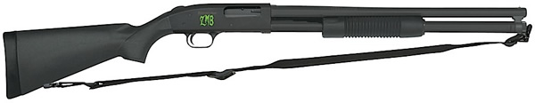 Mossberg 500 Zombie Shotgun 50592, 12 Gauge, 20 in, 3 in Chmbr, Black Synthetic Stock, Blue Finish