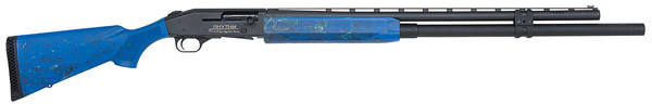 Mossberg Pat Flanigan 13-Shot Shotgun 85117, 12 Gauge, Blue/Yellow Marbled Synthetic Stock, Matte Blue Finish