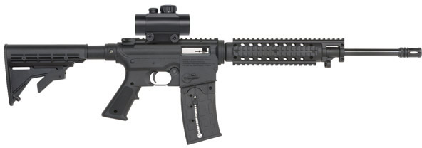 Mossberg Flat Top AR-Style Rifle 37234, 22 Long Rifle, 16.5", Black Synthetic Adj. Stock, Blued Finish