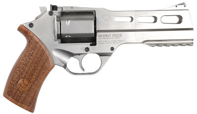 Chiappa Rhino 50DS Revolver 340076, 357 Magnum, 5", Wood Grips, Nickel Finish, Adjustable Sights, 6 Rd