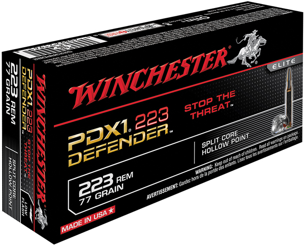 Winchester PDX1 Defender Rifle Ammunition S223RPDB2, 223 Remington/5.56 NATO, PDX1 Defender, 77 GR, 2500 fps, 20 Rd/bx