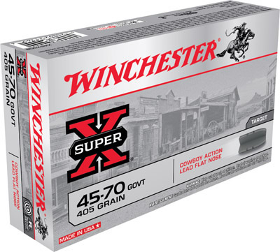 Winchester Super-X Cowboy Action Ammuntion X4570CB, 45-70 Government, Lead Flat Nose (FN), 405 GR, 1150 fps, 20 Rd/Bx