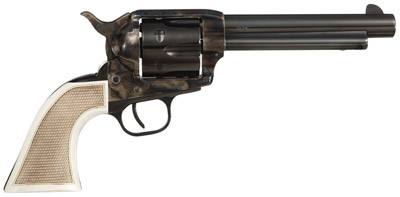Taylors Marshall Revolver 555127, 45 Colt, 5.5 in, White PVC Grip, Black Finish, 6 Rd