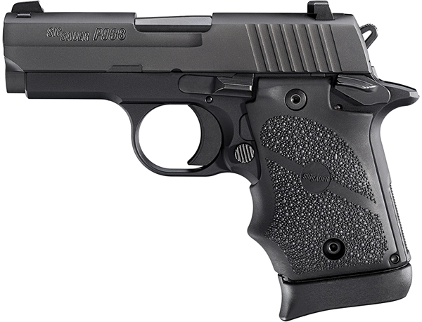 Sig P938 Ambidextrous Pistol 9389BRGAMBI, 9mm, 3 in, Rubber Grip, Black Finish, Siglite Sights, 6 Rd