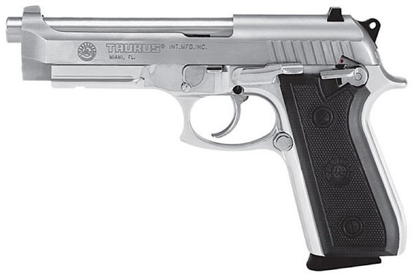 Taurus Large Frame Pistol 110005916, 40 S&W, 5 in, Checkered Rubber Grip, Stainless Finish, 10 Rd