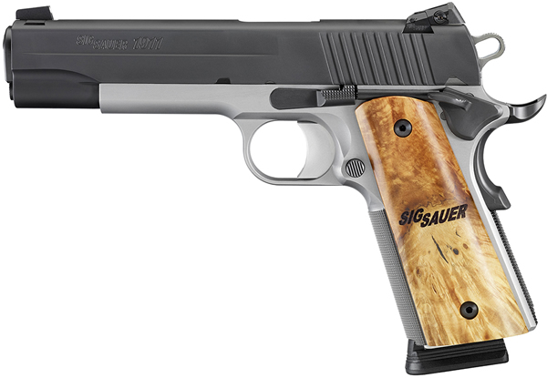 Sig 1911 Pistol (MA Approved) 1911M45TTT, 45 ACP, 5 in, Burled Maple Wood Grip, Black Finish, 8 Rd