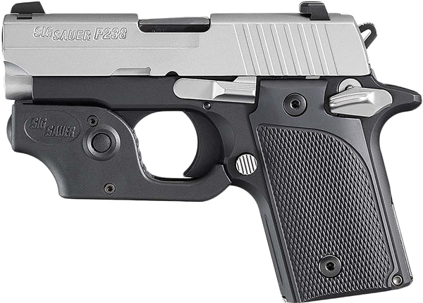 Sig P238 Pistol (MA Approved) 238M380TL, 380 ACP, 2.7 in, Synthetic Grip, Two-Tone Finish, Siglite Sights, w/Laser, 6 Rd