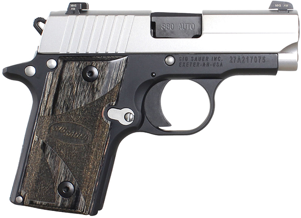 Sig P238 Pistol (MA Approved) 238M380BG, 380 ACP, 2.7 in, Synthetic Grip, Two-Tone Finish, Siglite Sights, 6 Rd