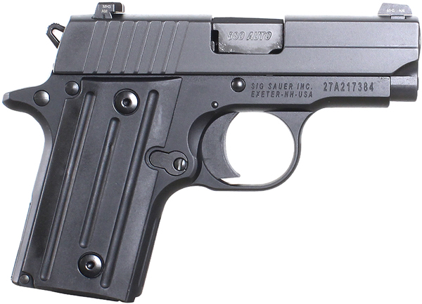 Sig P238 Pistol (MA Approved) 238M380BSS, 380 ACP, 2.7 in, Black Grip, Two-Tone Finish, Siglite Sights, 6 Rd