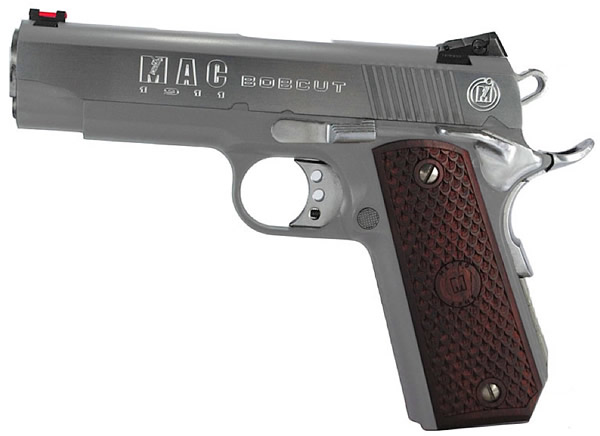 MetroArms 1911 Bobcut Pistol M19BC45C, 45 ACP, 4.25 in, Aluminum w/MAC logo Grip, Stainless Finish, 8 Rd