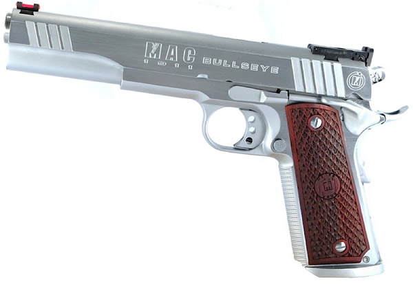 MetroArms 1911 Bullseye Pistol M19BE45C, 45 ACP, 6 in, Aluminum w/MAC logo Grip, Stainless Finish, 8 Rd