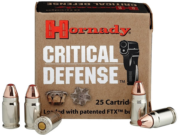 Hornady Critical Defense Handgun Ammunition 90063, 32 ACP, Flex Tip eXpanding (FTX), 60 GR, 1000 fps, 25 Rd/bx